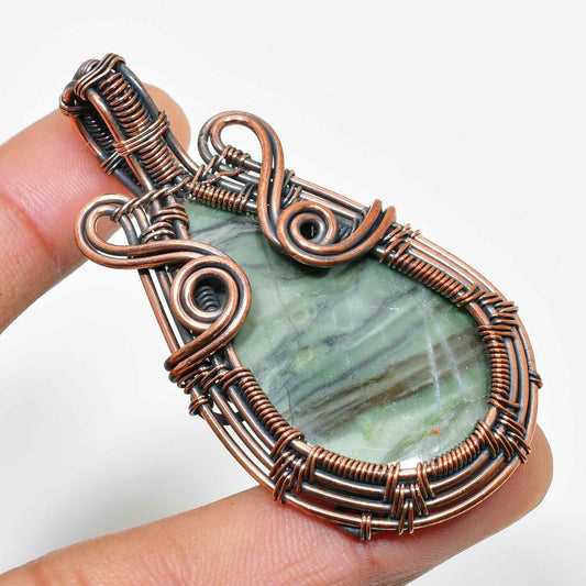 Sylvan Serenity – Moss Agate & Copper Pendant