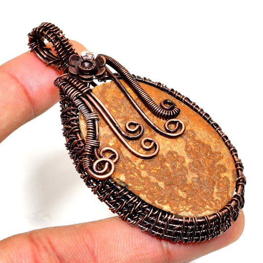 Gaia’s Embrace – Copper & Stone Pendant