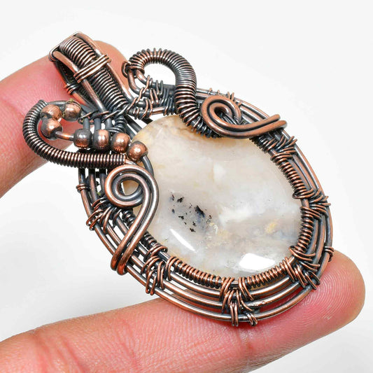 Serenity’s Embrace – Copper-Wrapped Gemstone Pendant