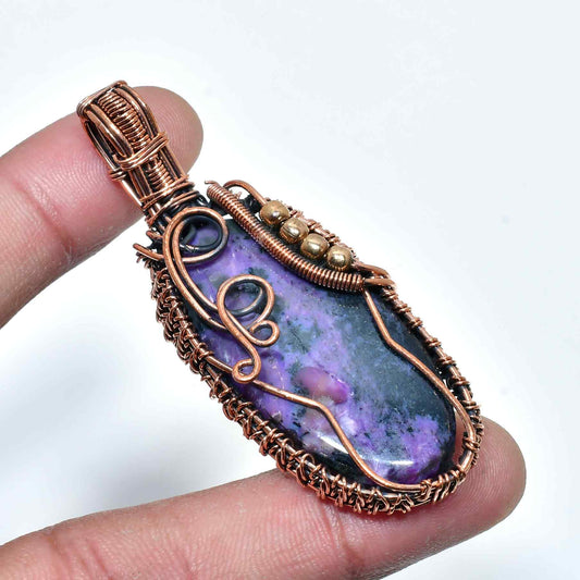Ezra’s Veil – Handwrapped Amethyst & Copper Pendant