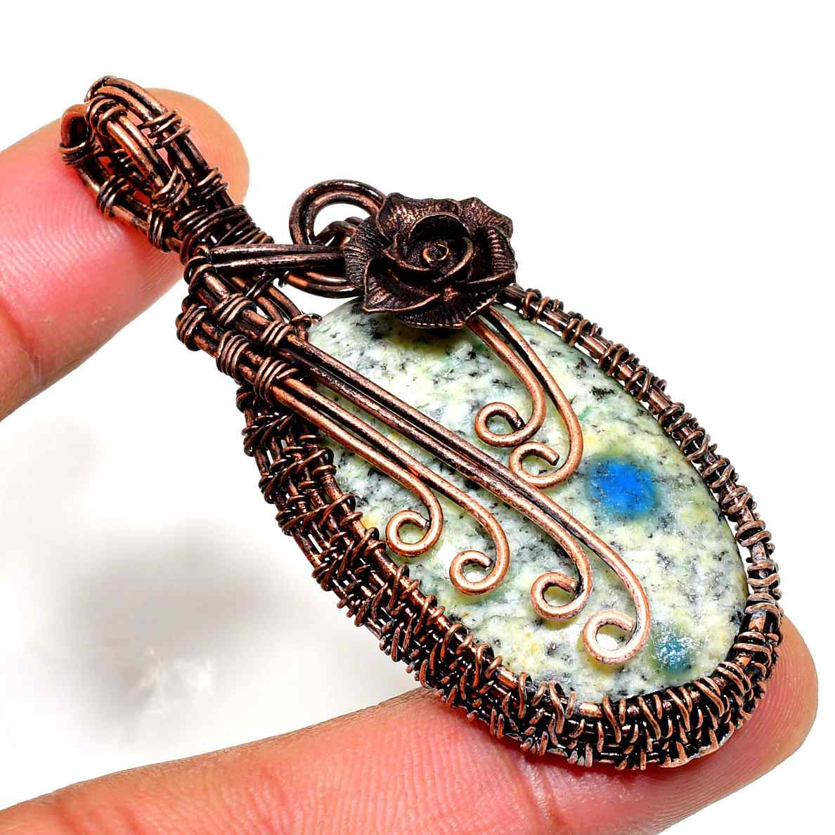 Gaia’s Embrace – Natural Stone Copper Pendant