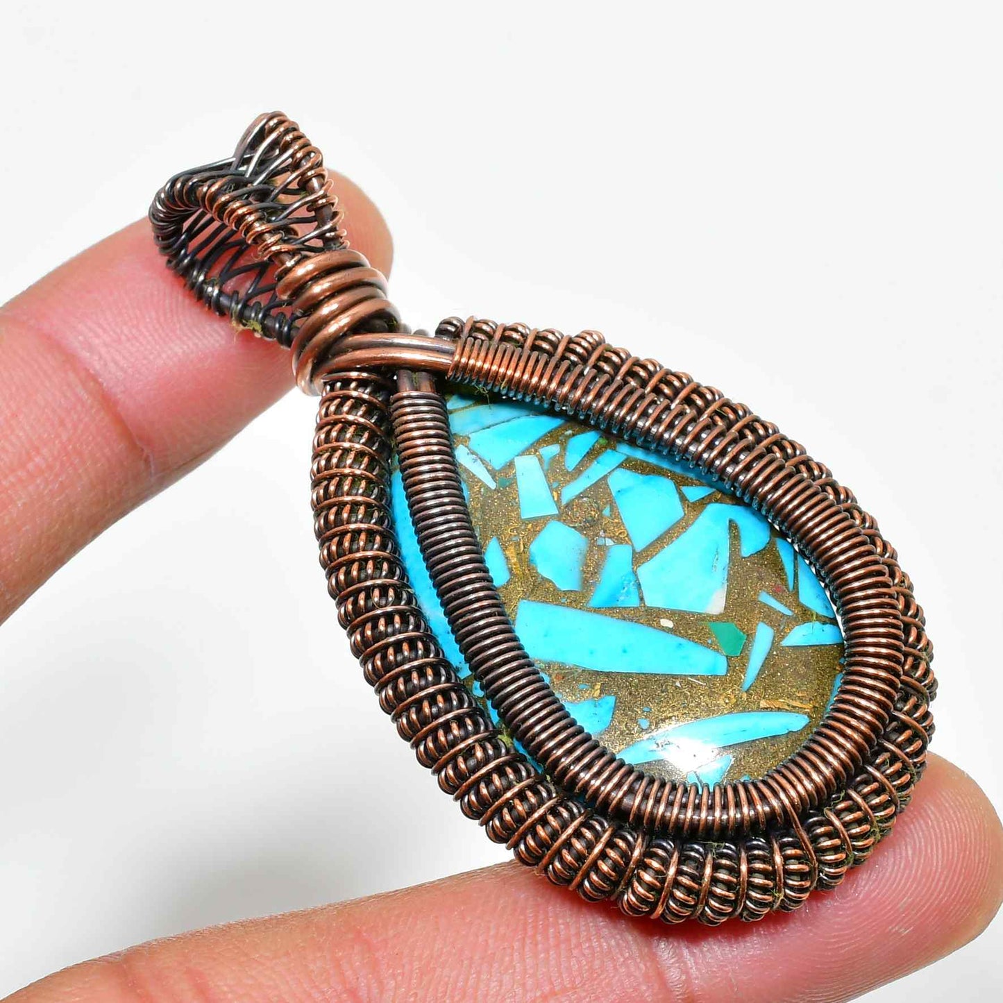 Azura’s Dream – Turquoise & Oxidized Copper Pendant
