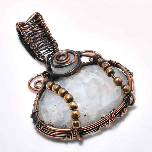 Celestial Aura – Oxidized Copper Quartz Pendant