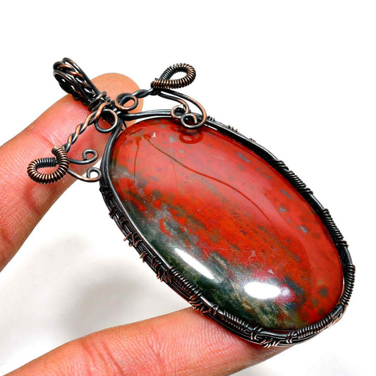 Ember’s Anchor – Red Jasper Copper Pendant