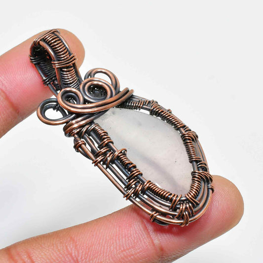 Ezra’s Veil – Clear Quartz & Copper Wire Pendant
