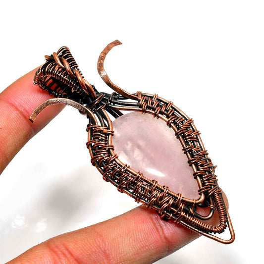Serenity’s Glow – Rose Quartz Copper Pendant