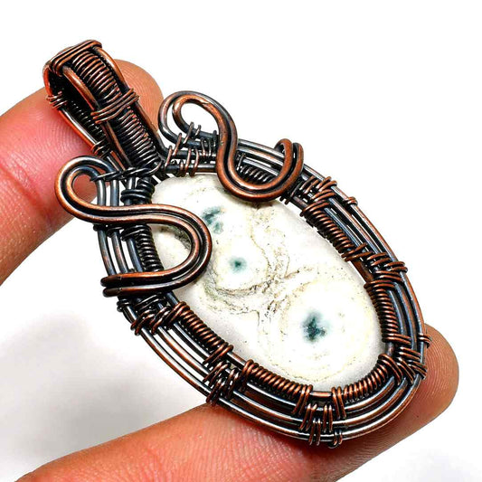 Terra’s Whisper – Copper Wire Stone Pendant
