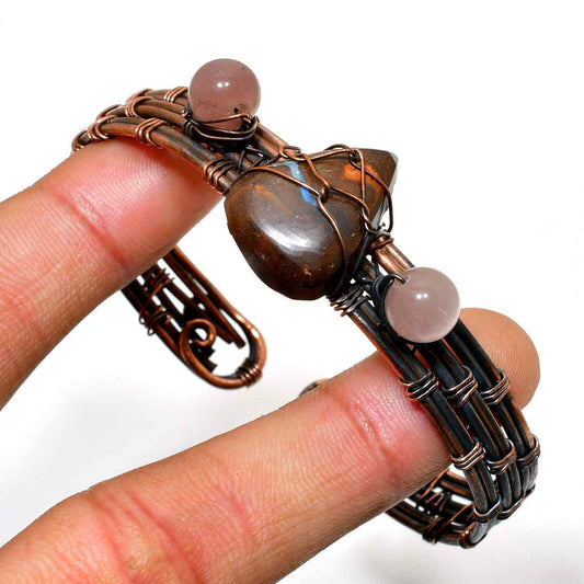 Tranquil Harmony – Natural Stone & Copper Wire Bracelet