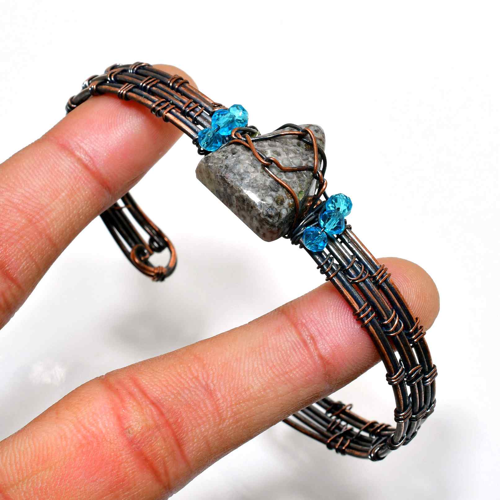Tranquil Aura – Natural Stone Copper Bracelet