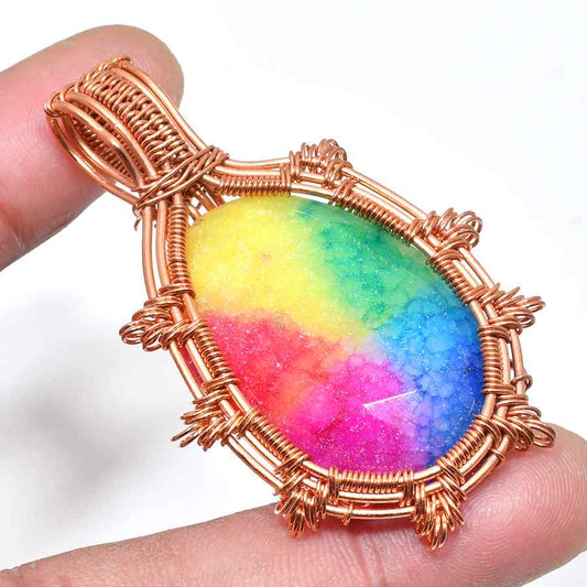 Radiant Prism – Drusy Quartz & Copper Pendant