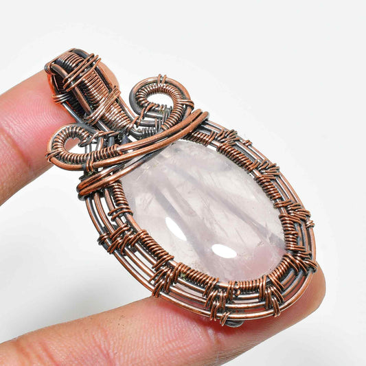 Ezra’s Veil – Rose Quartz Copper Pendant