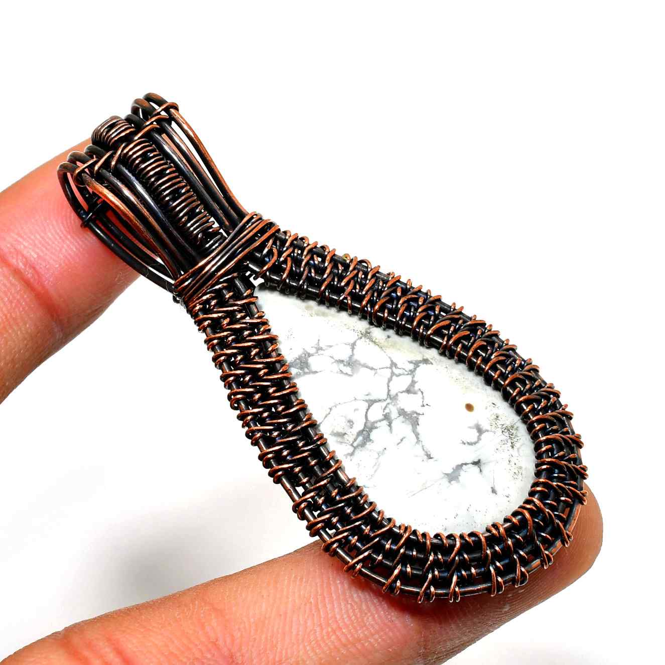 Serenity Stone – White Howlite & Dark Copper Pendant