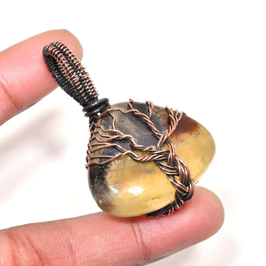 Solara’s Radiance – Citrine Copper Pendant