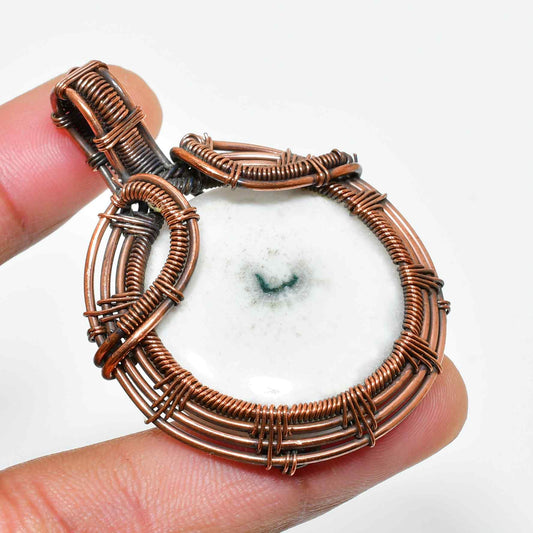 Purity’s Embrace – White Stone Copper Pendant