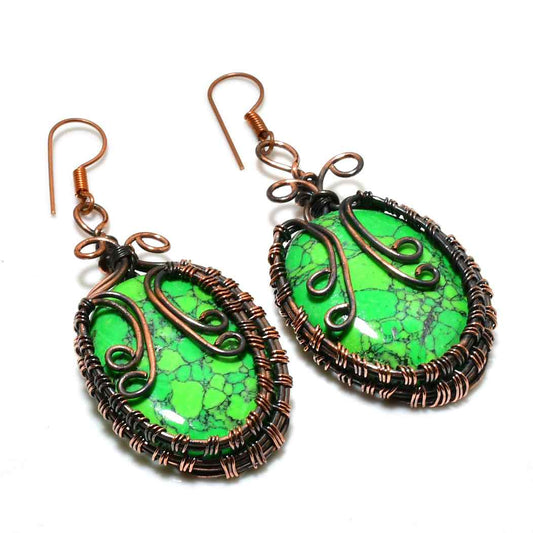 Sylvan Echo – Copper-Wrapped Turquoise Earrings