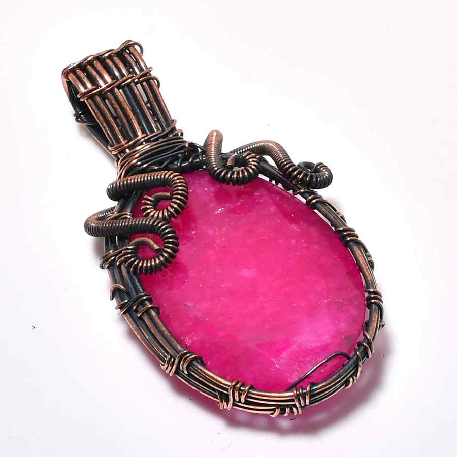 Flame’s Embrace – Ruby Copper Pendant
