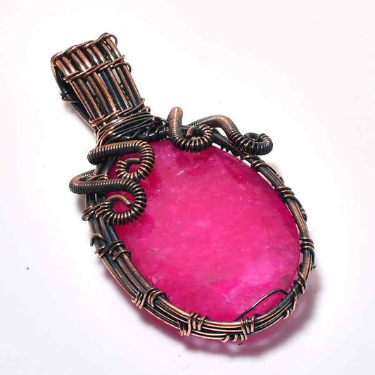 Flame’s Embrace – Ruby Copper Pendant