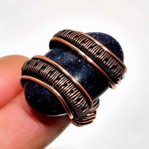 Ember’s Essence – Blue Goldstone Copper Ring