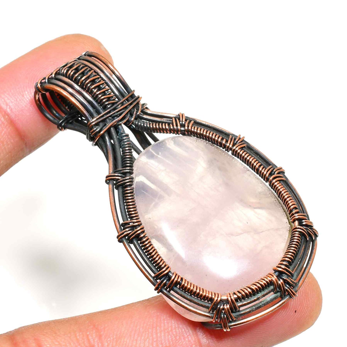 Luna’s Embrace – Blackened Copper Moonstone Pendant