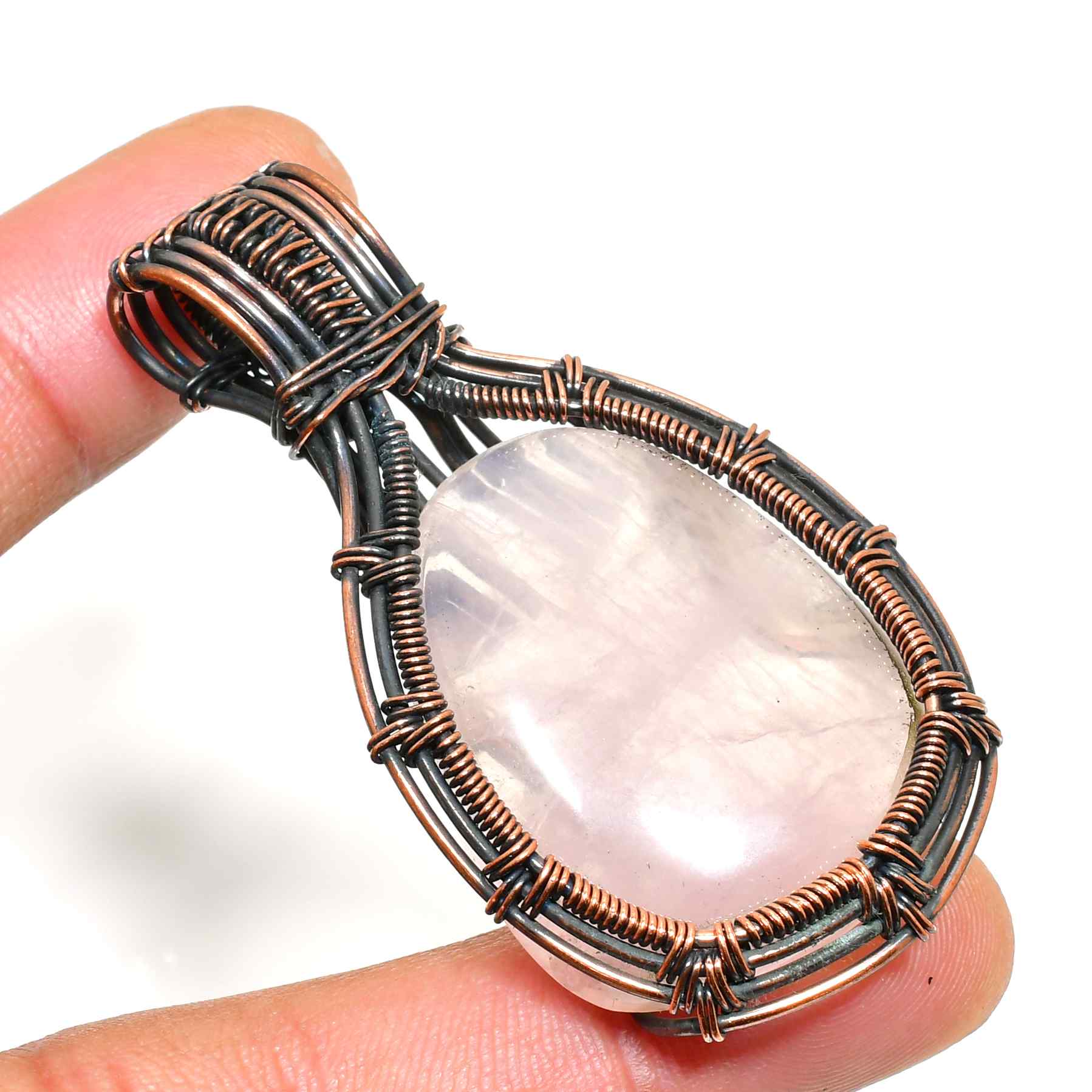 Luna’s Embrace – Blackened Copper Moonstone Pendant