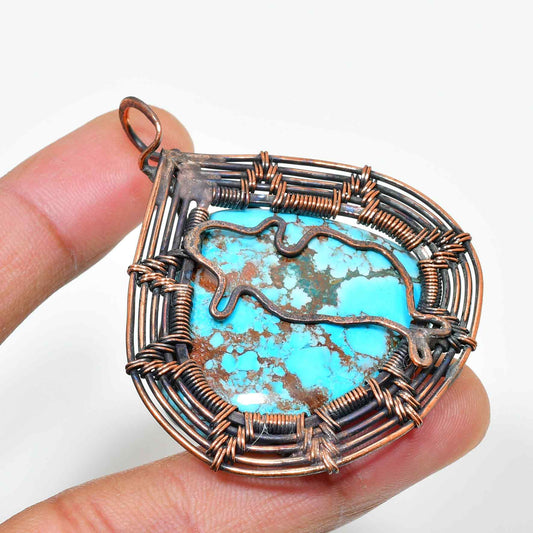 Ocean’s Embrace – Turquoise Copper Pendant