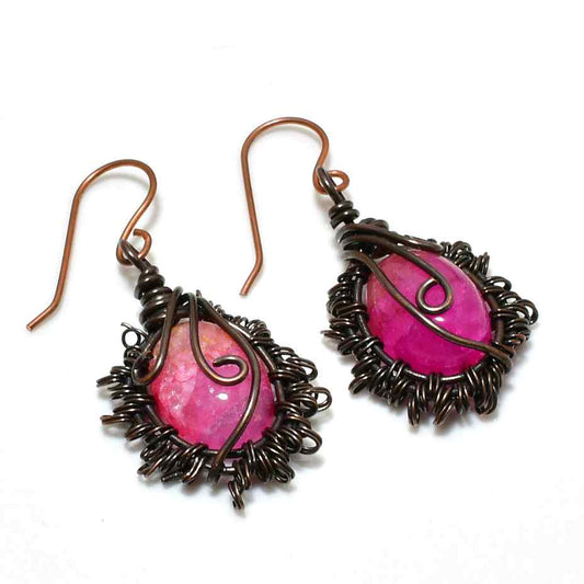 Gleaming Harmony – Pink Tourmaline Copper Earrings