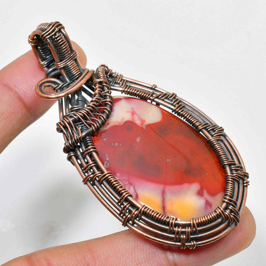 Crimson Anchor – Red Jasper Copper Pendant