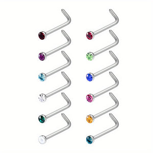 Men’s Birthstone CZ Nose Studs – Mixed Colors