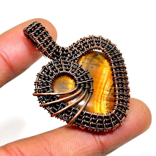 Tiger’s Embrace – Tiger’s Eye Copper Pendant