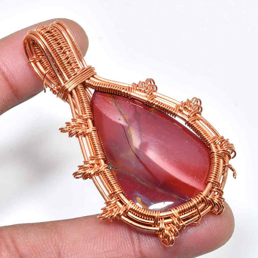 Indigo Glow – Red Jasper & Copper Pendant