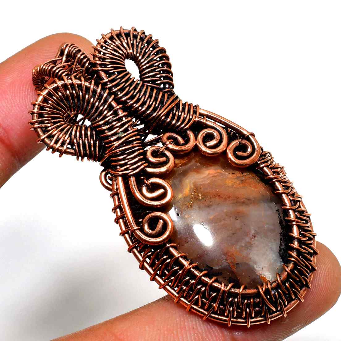 Gaia’s Balance – Agate & Copper Pendant
