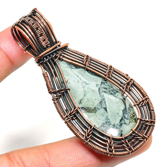 Verdant Harmony – Copper Teardrop Pendant