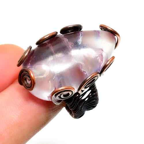 Aurora’s Embrace – Copper-Wrapped Iridescent Ring