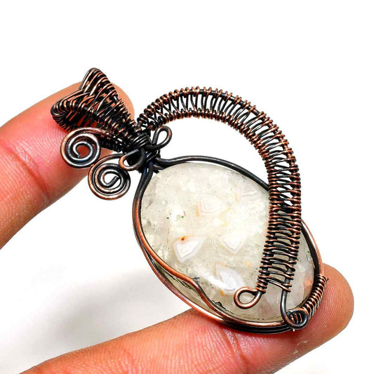 Grounded Harmony – Copper-Wrapped Quartz Pendant