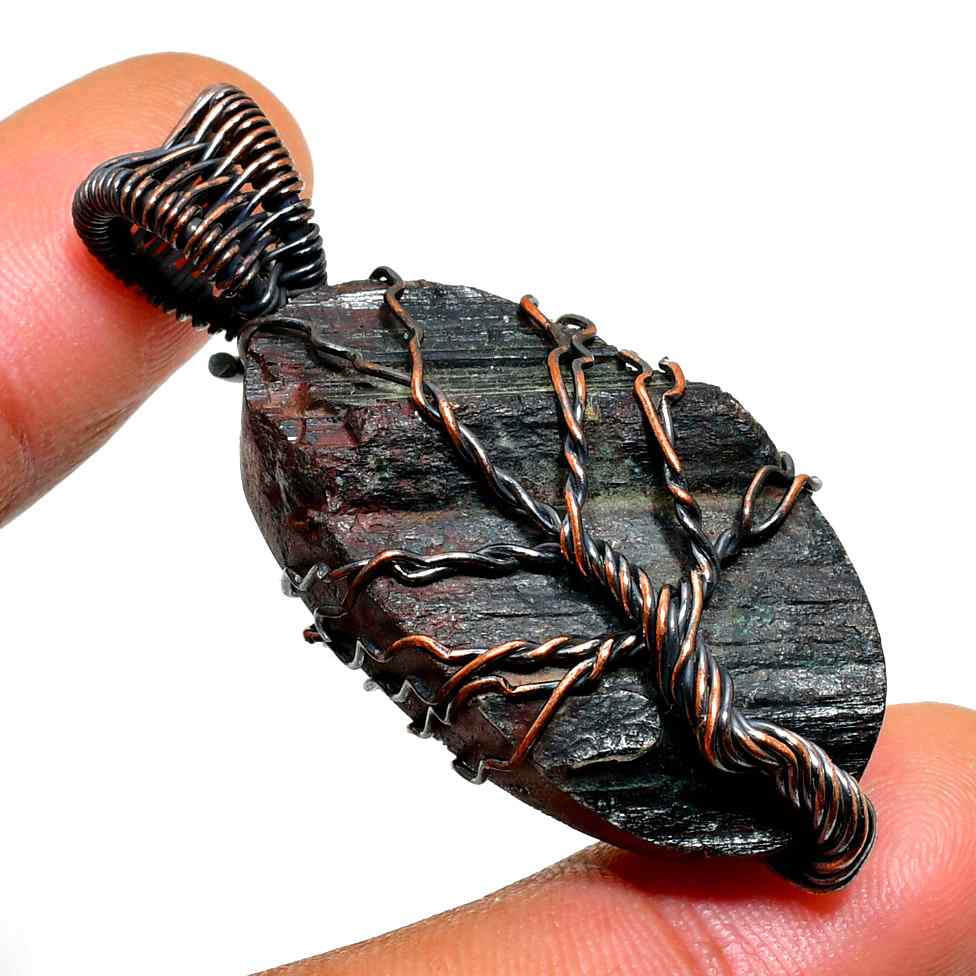 Serenity’s Veil – Oxidized Copper Gemstone Pendant