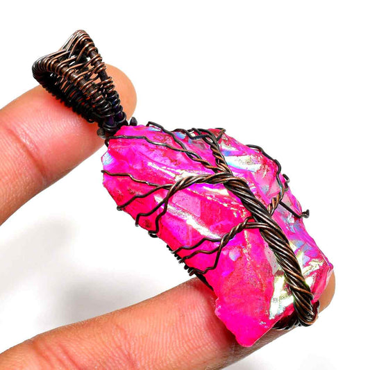 Essence of Joy – Pink Crystal Copper Pendant