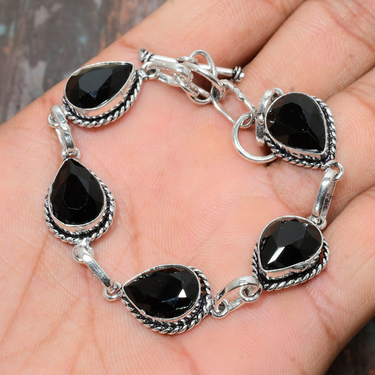 Midnight Muse – Sterling Silver Onyx Bracelet