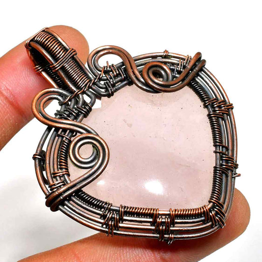 Serenity’s Embrace – Rose Quartz & Oxidized Copper Pendant