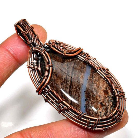 Gaia’s Embrace – Oxidized Copper Gemstone Pendant