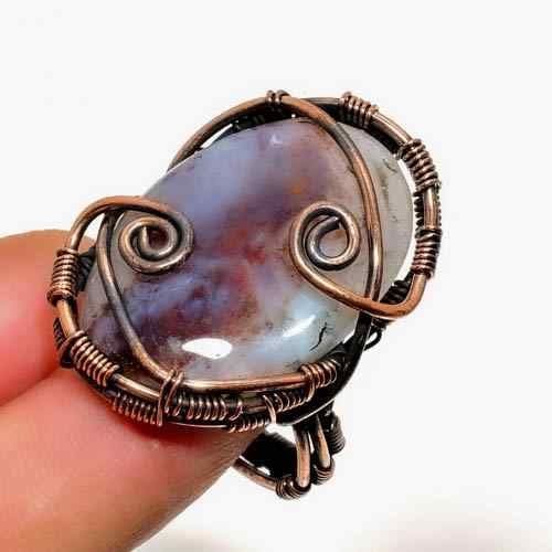 Gaia’s Harmony – Copper-Wrapped Agate Ring