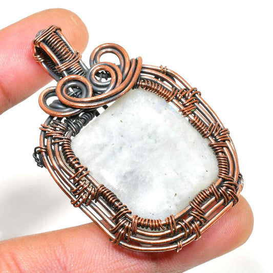 Aether’s Embrace – Moonstone & Copper Pendant