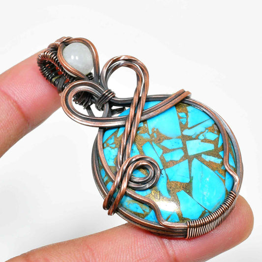Tranquil Guardian – Turquoise Copper Pendant