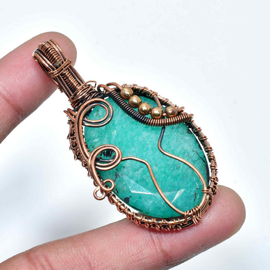 Emerald Grace – Oxidized Copper & Emerald Pendant