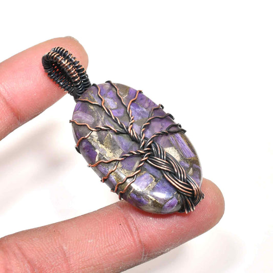 Ezra’s Veil – Handcrafted Amethyst & Oxidized Copper Pendant