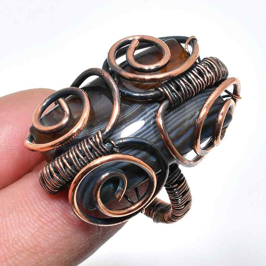 Gaia’s Embrace – Agate Copper Ring