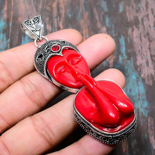 Coral Serenity – Sterling Silver Goddess Pendant