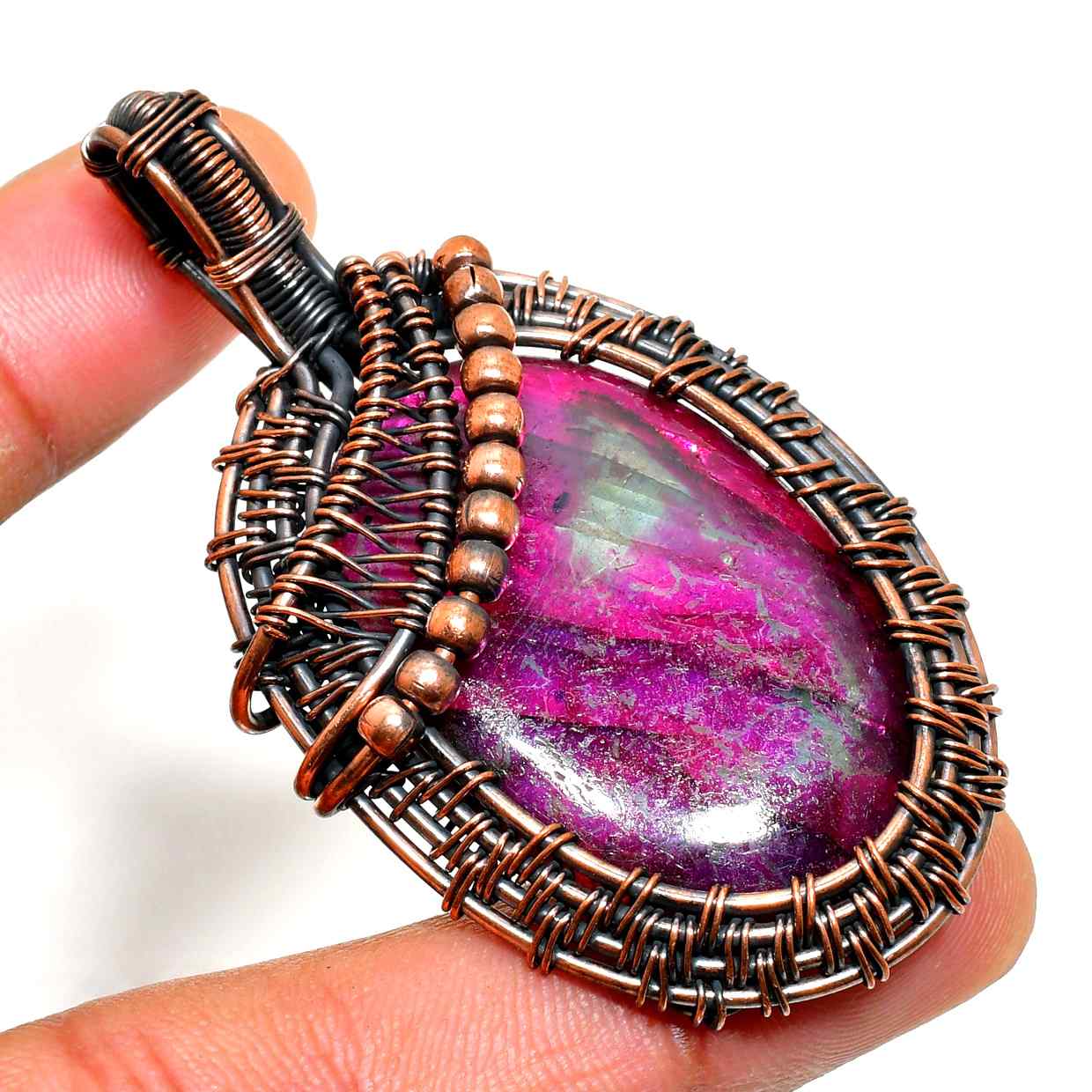 Ezra’s Veil – Mystic Amethyst & Copper Pendant