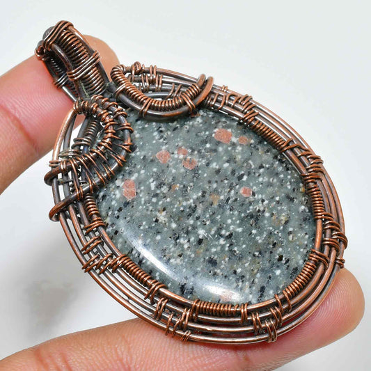 Earth’s Embrace – Copper-Wrapped Natural Stone Pendant