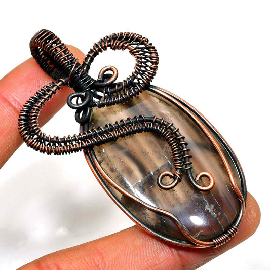 Gaia’s Anchor – Oxidized Copper Agate Pendant
