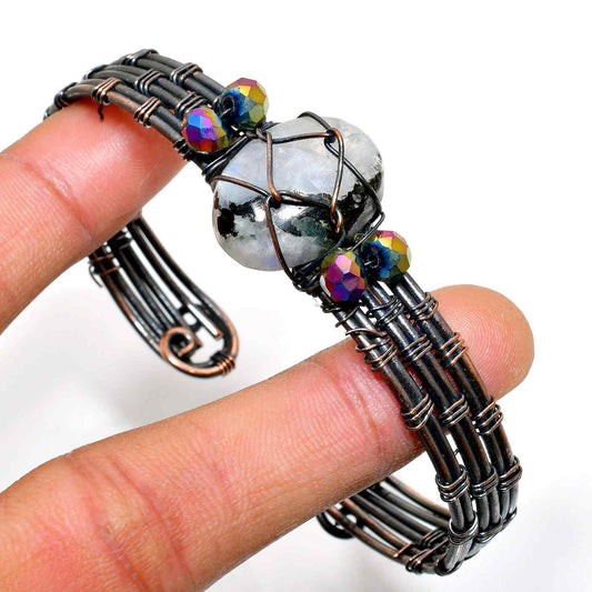 Midnight Prism – Obsidian & Copper Cuff